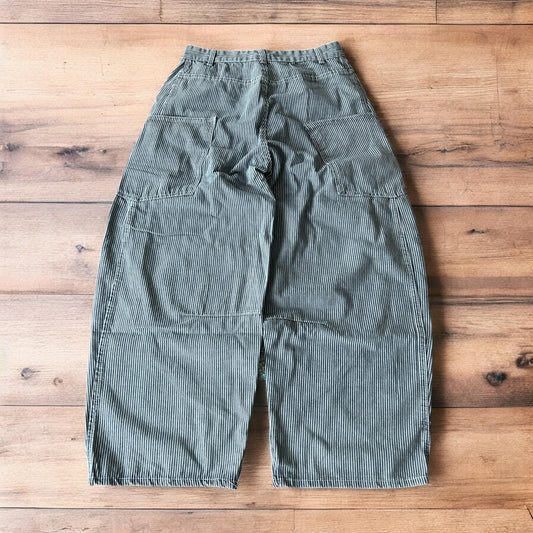 Incredible super baggy wide leg pinstripe cargo trousers in blue/white.