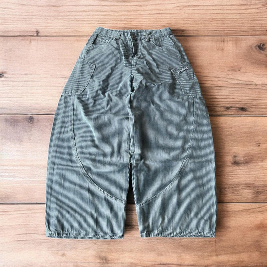 Incredible super baggy wide leg pinstripe cargo trousers in blue/white.