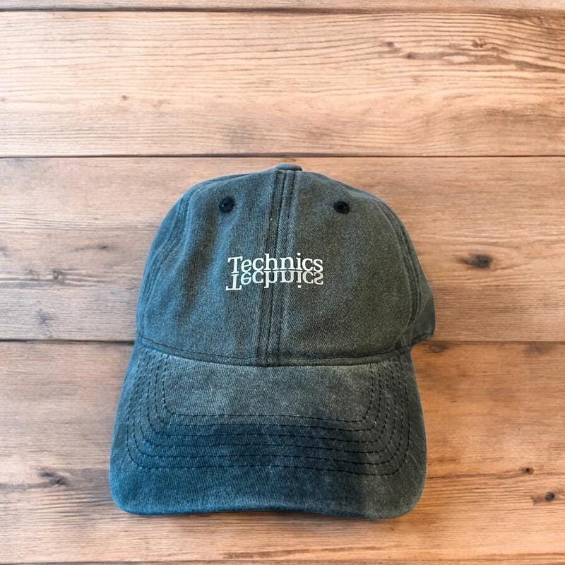 Vintage style Technics music dj cap hat in washed grey. One size.