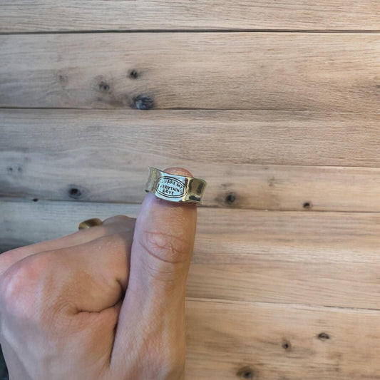 Vintage style stainless steel you are my everything love ring in silver/green. One size.