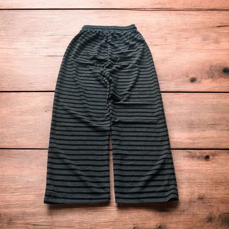 Lovely baggy straight leg striped lounge pants trousers in black/grey.