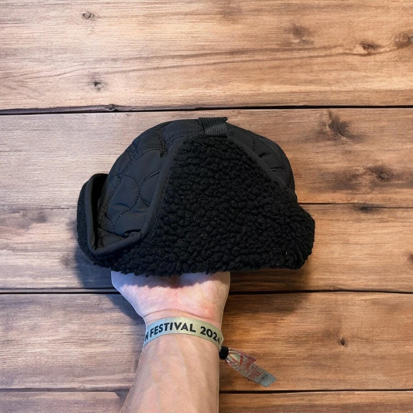 Insane Russian Trapper Korean padded fluffy hat cap in black. One size.