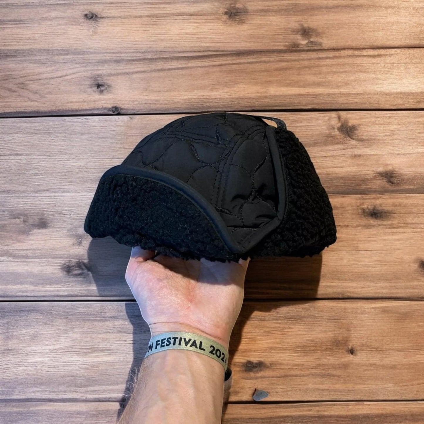 Insane Russian Trapper Korean padded fluffy hat cap in black. One size.