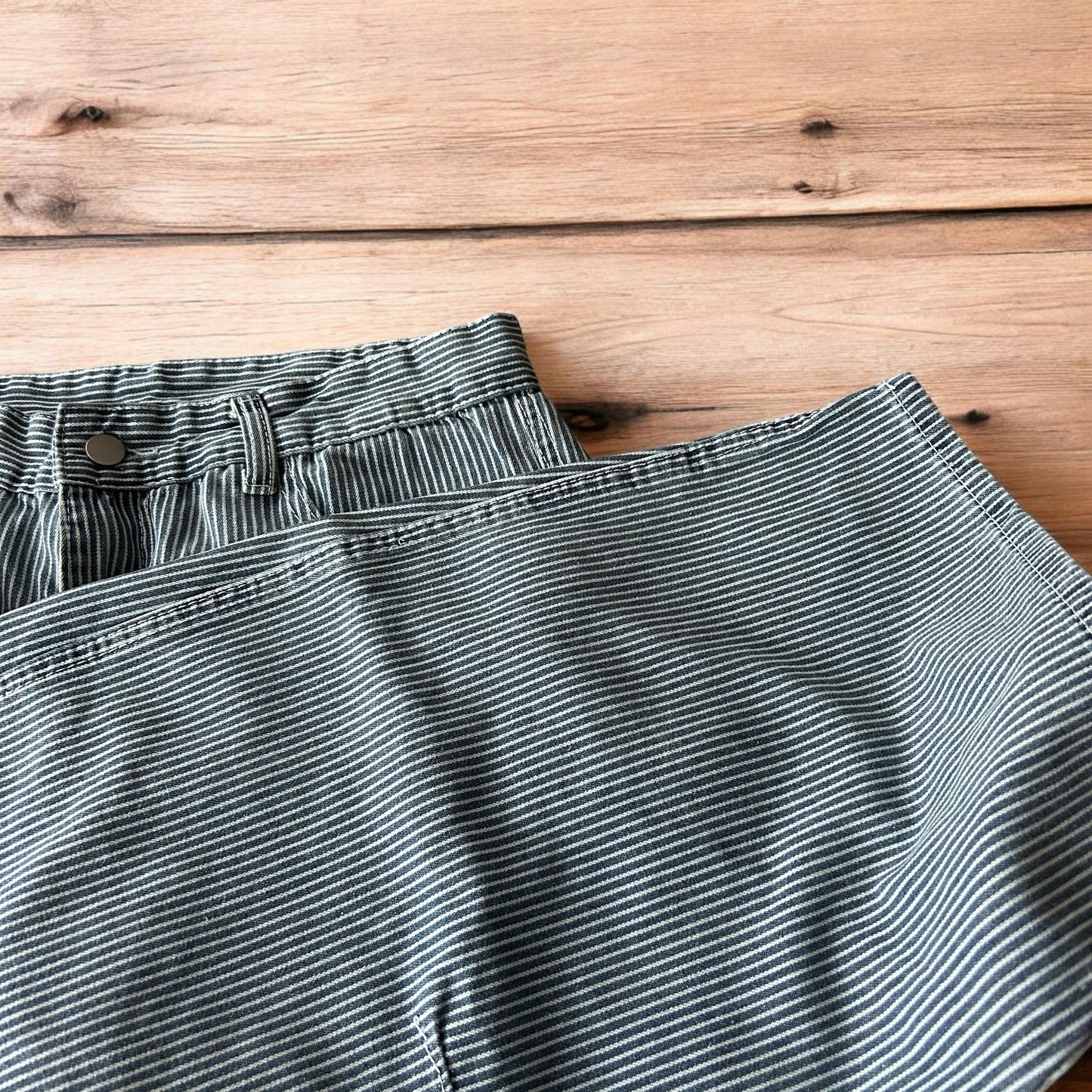 Incredible super baggy wide leg pinstripe cargo trousers in blue/white.
