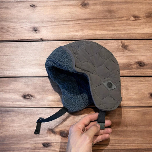 Insane Russian Trapper Korean padded fluffy hat cap in grey/blue. One size.