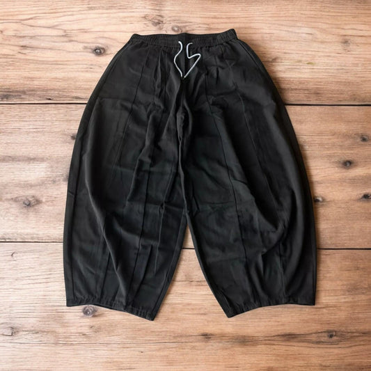 Incredible super baggy wide leg parachute trousers in black.