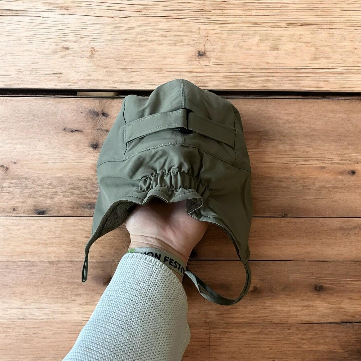 Insane Military Pilot Trapper padded hat cap in khaki green. One size.