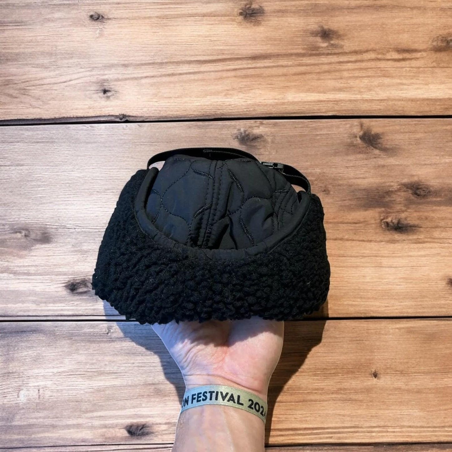Insane Russian Trapper Korean padded fluffy hat cap in black. One size.