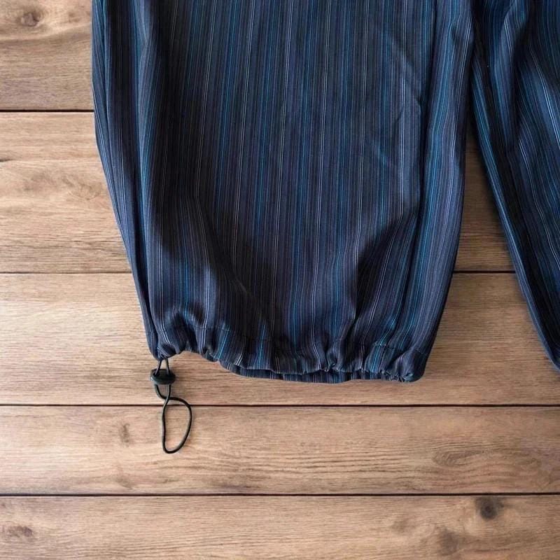 Incredible vintage style baggy wide leg striped trousers in blue.