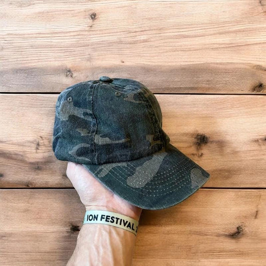 Vintage style Camo military cap hat in green khaki colourway. One size.