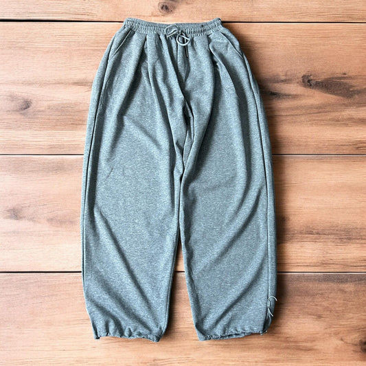 Insane Korean super baggy wide leg joggers in marl grey.