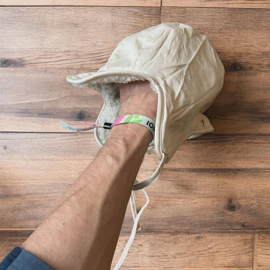 Insane Russian Trapper Korean padded fluffy hat cap in cream/beige. One size.