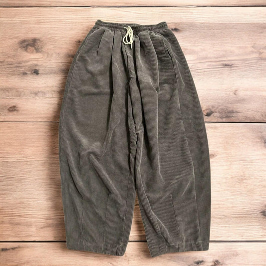 Super baggy wide leg skater corduroy trousers in grey.