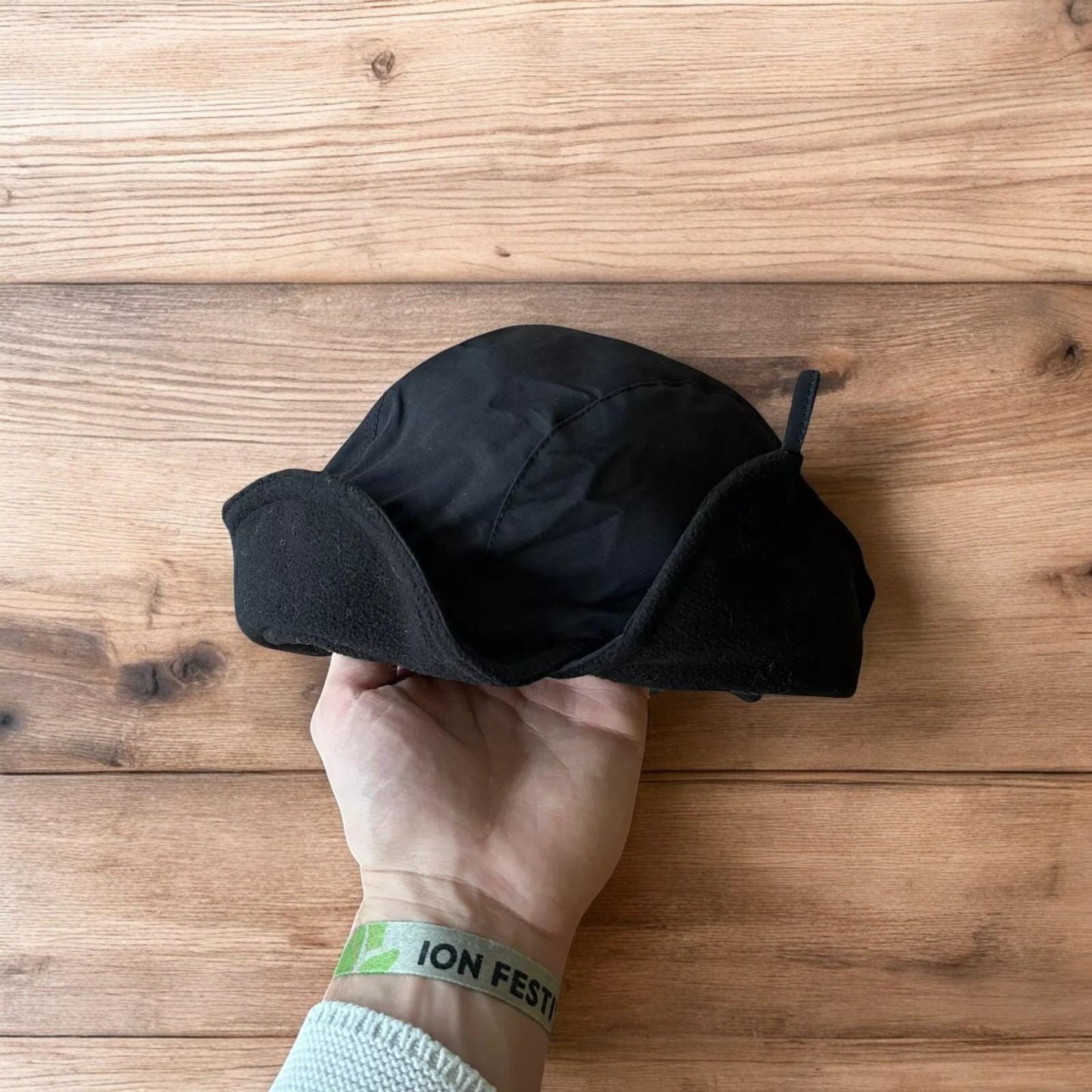 Insane Military Pilot Trapper padded fluffy hat cap in black. One size.