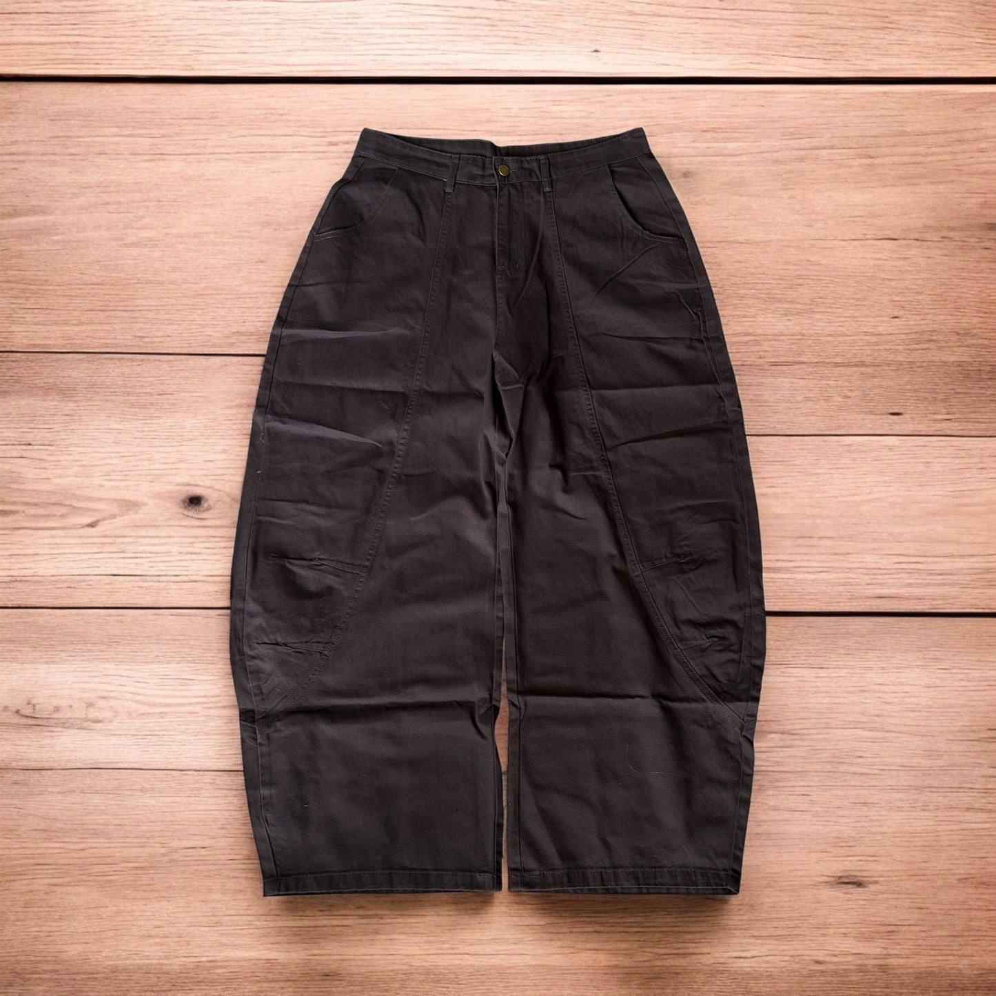 Vintage Military style baggy wide leg cargo trousers in grey.