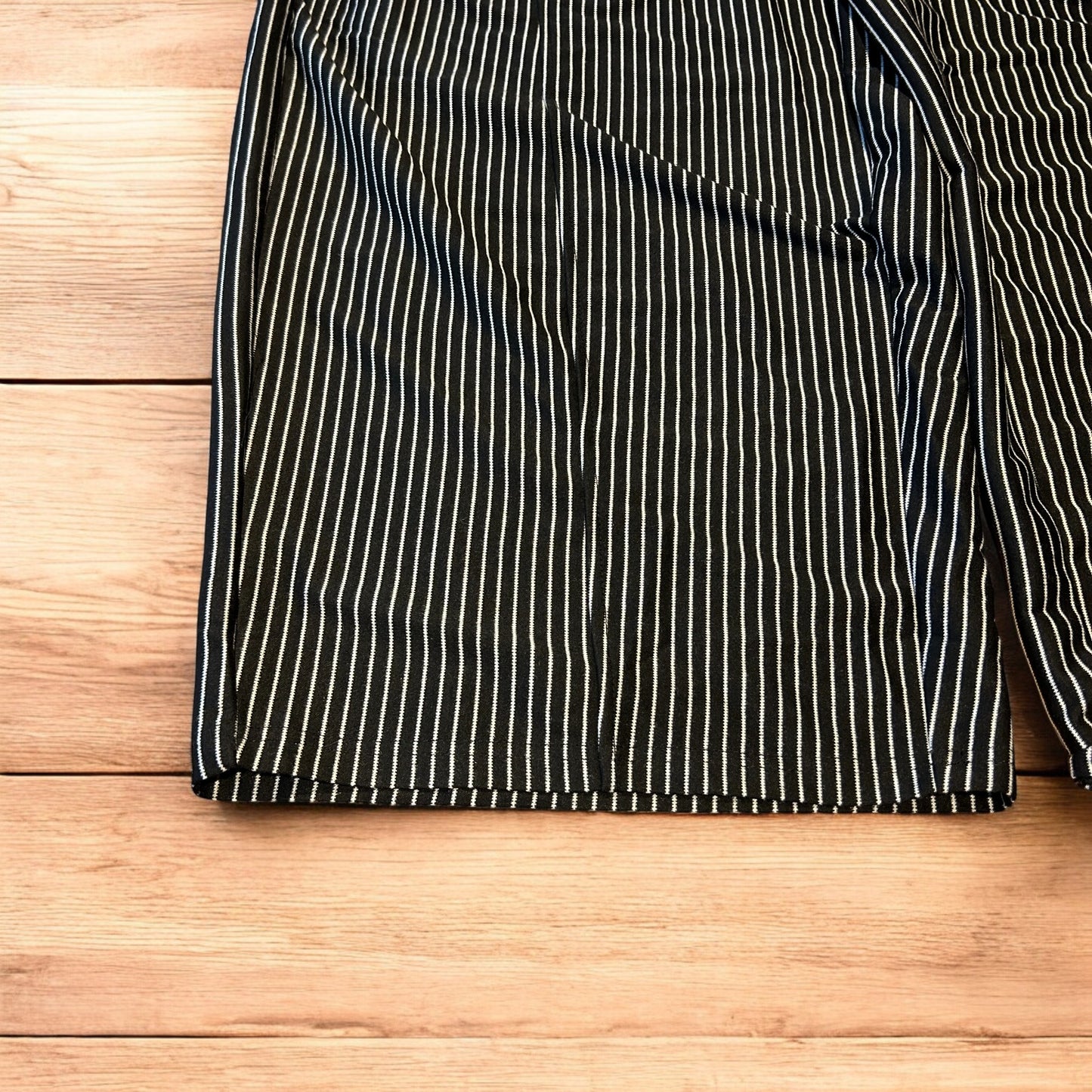 Super baggy wide leg pinstripe Korean joggers in black/white.