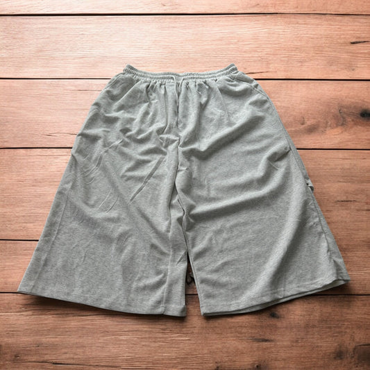 Lovely super baggy wide leg long jersey shorts jorts in light marl grey.