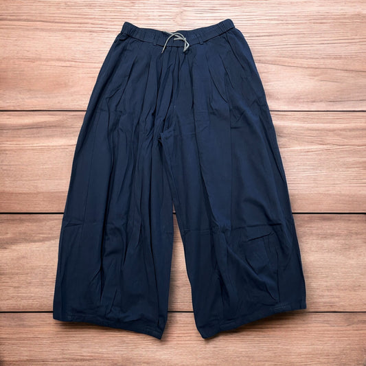 Incredible super baggy wide leg parachute trousers in dark blue wash.