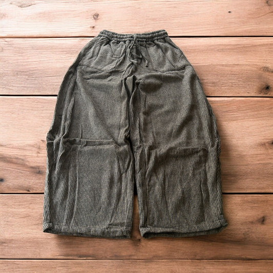 Lovely baggy wide leg woolly lounge pants joggers with stripes in brown.