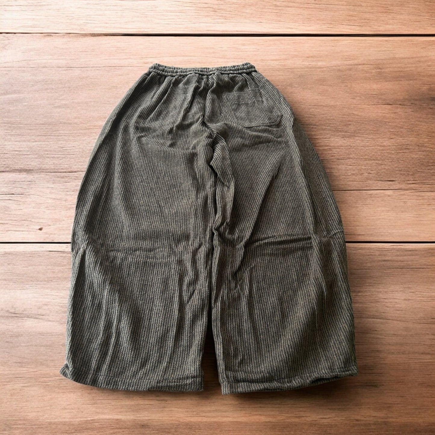 Lovely baggy wide leg woolly lounge pants joggers with stripes in brown.