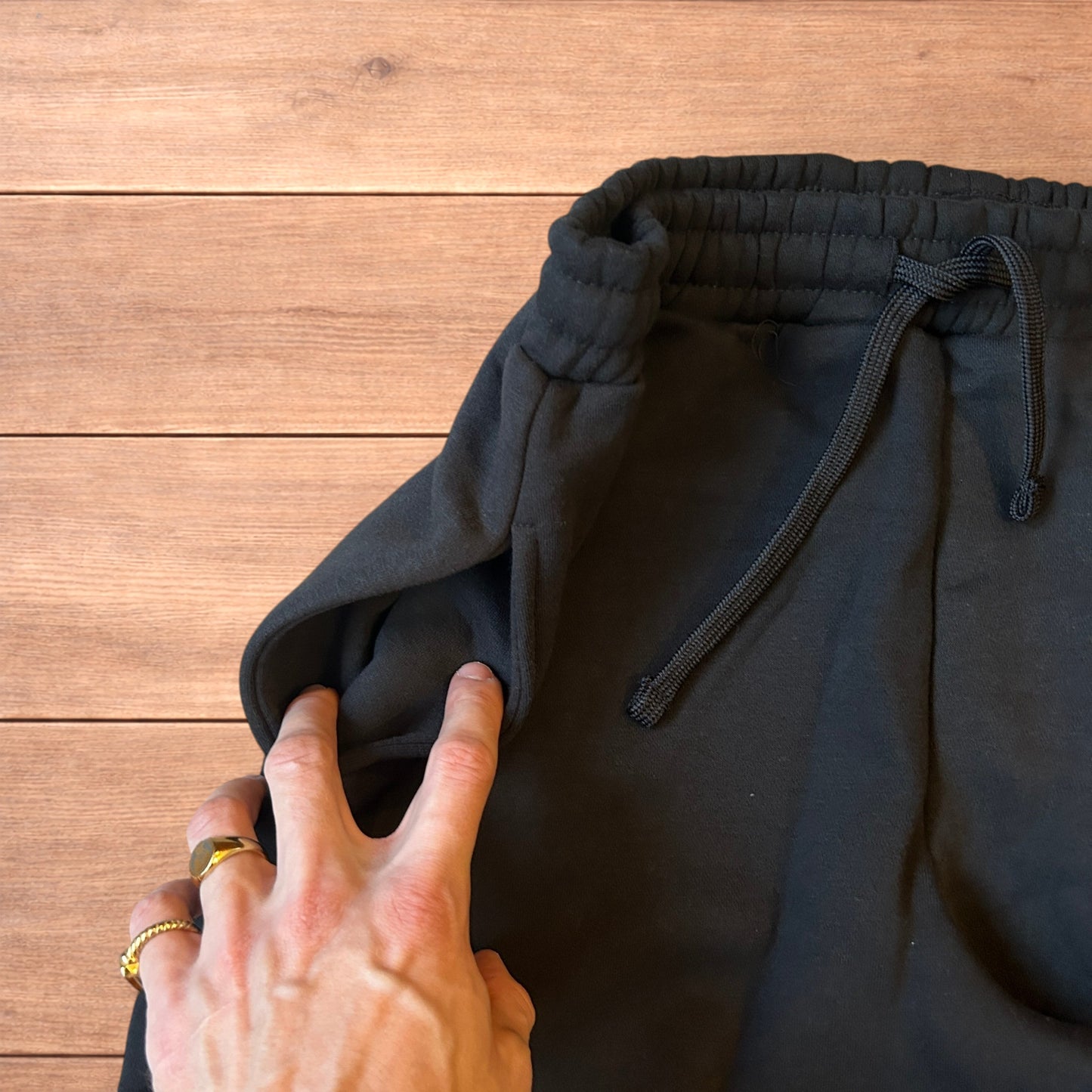 Incredible baggy wide leg Korean joggers in black.