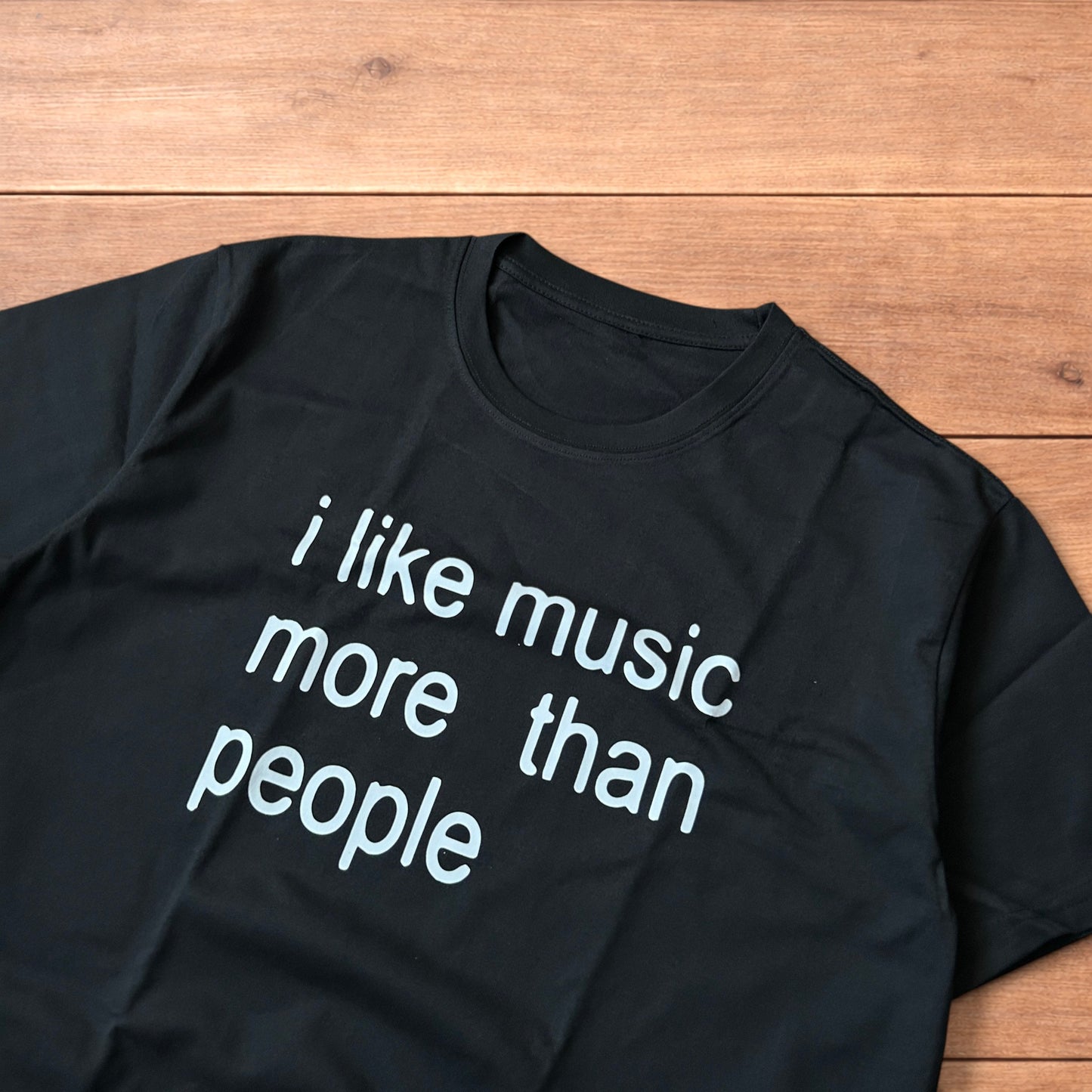 Novelty funny I like music more than people dj tshirt top in black.