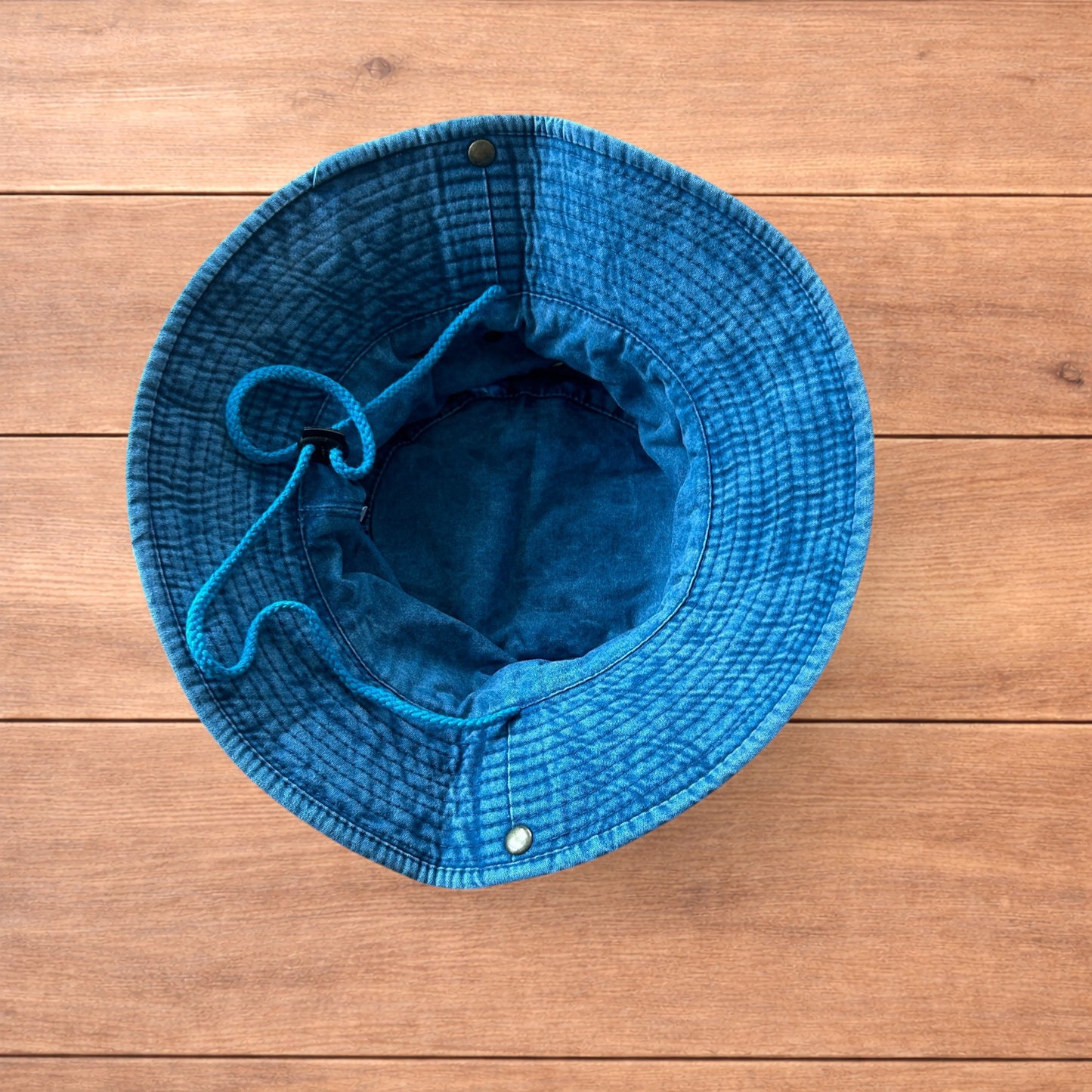 Vintage style denim fishermans boonie hat in mid blue.