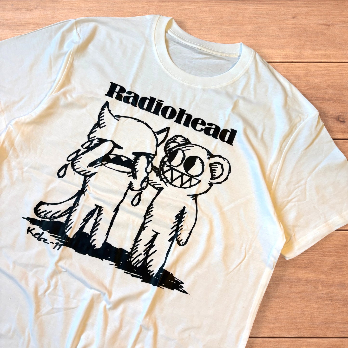 Radiohead the crying minotaur & bear band graphic tee tshirt in white.