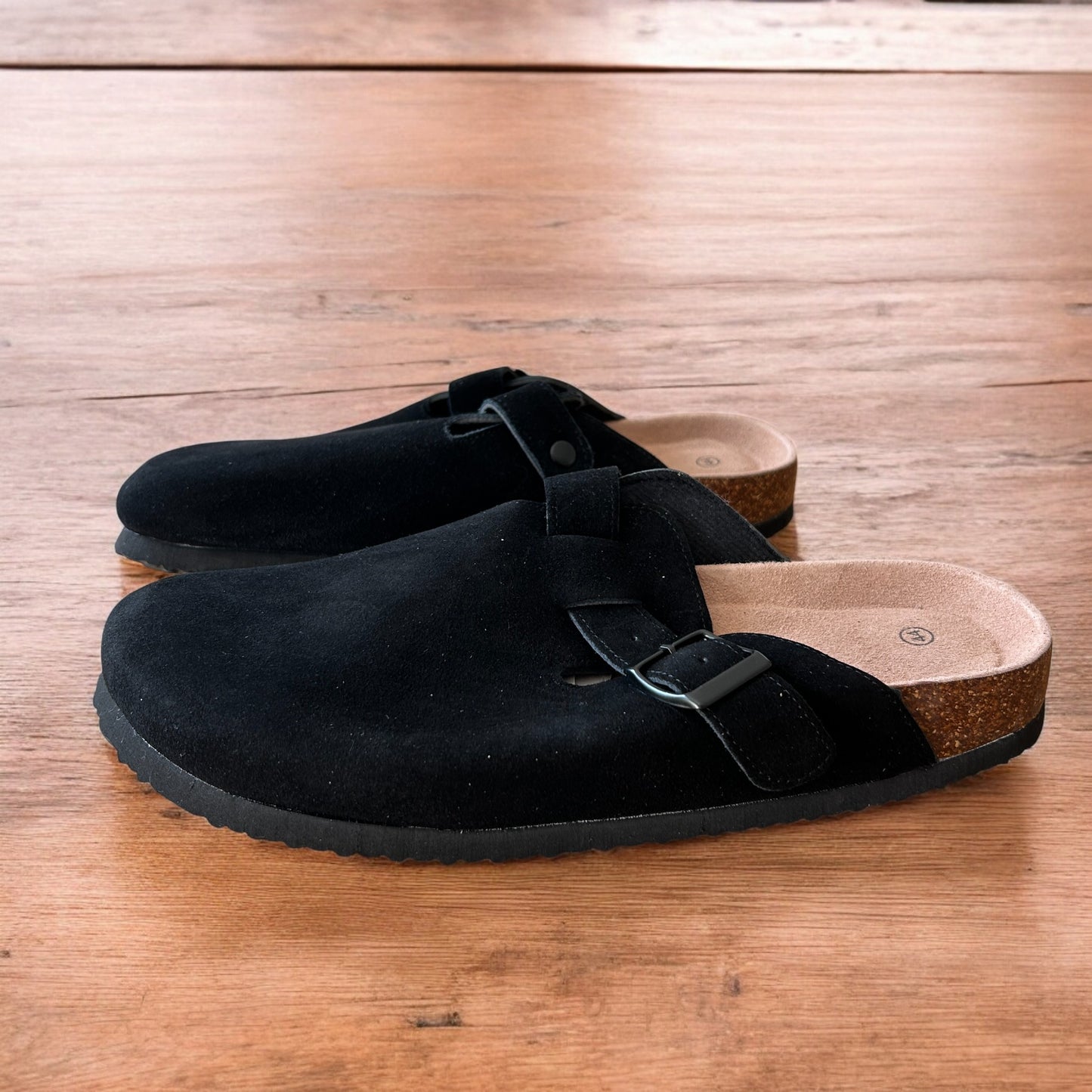 Lovely suede mules cloggs shoes in black.