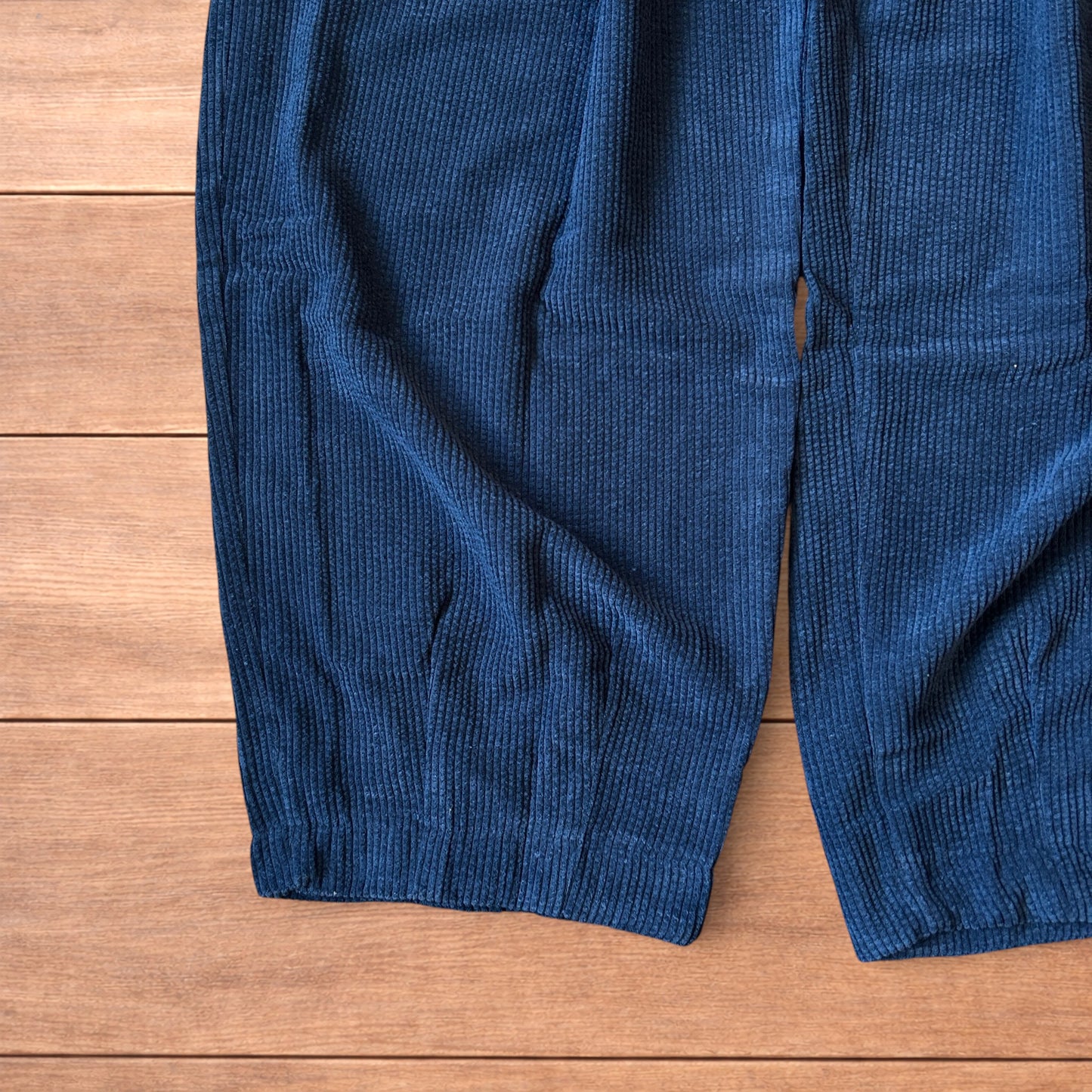 Super baggy wide leg skater corduroy trousers in navy blue.