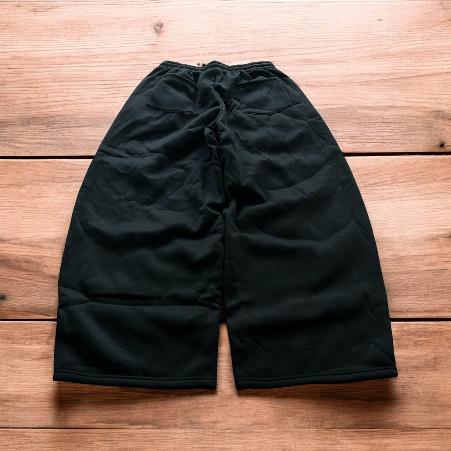 Super baggy wide leg Korean joggers in black.