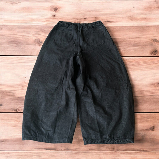 Super baggy raw denim style skater fit jeans in washed black.