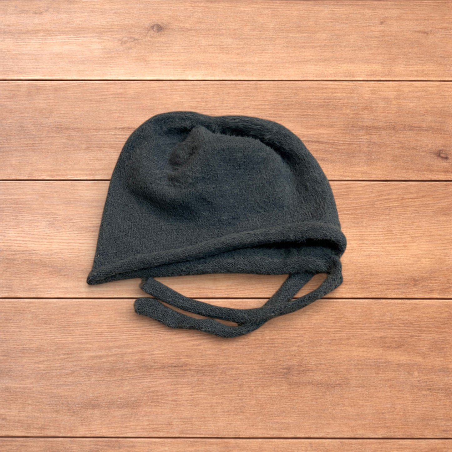 Lovely Y2k Japanese knitted beanie bonnet ear flap hat in dark blue.