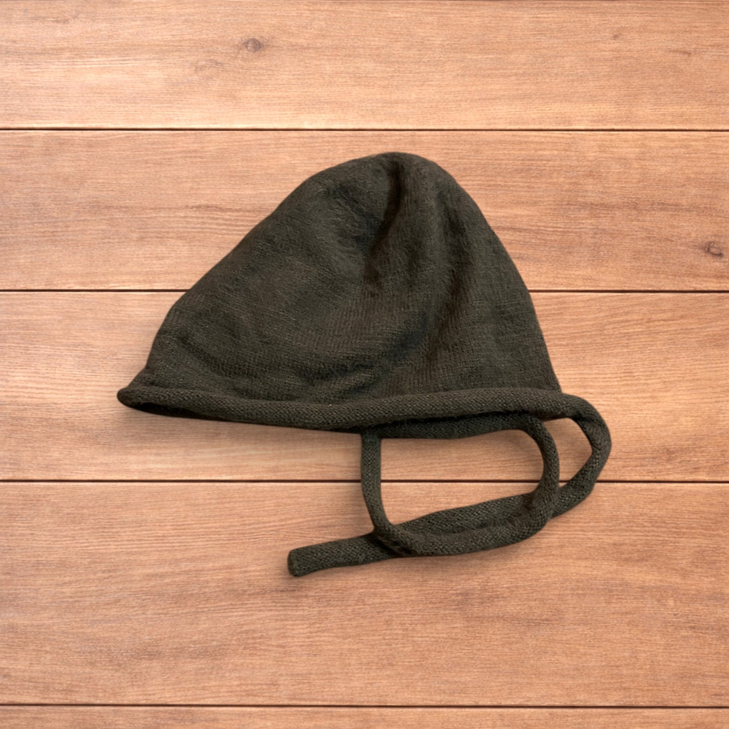 Lovely Y2k Japanese knitted beanie bonnet ear flap hat in mid grey.