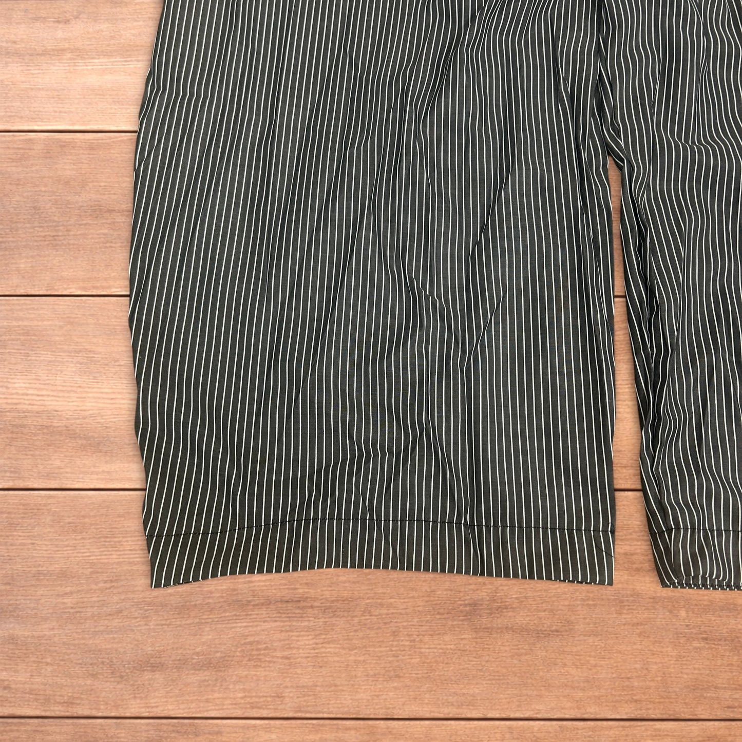 Vintage style baggy wide leg striped lightweight trousers in black/white.