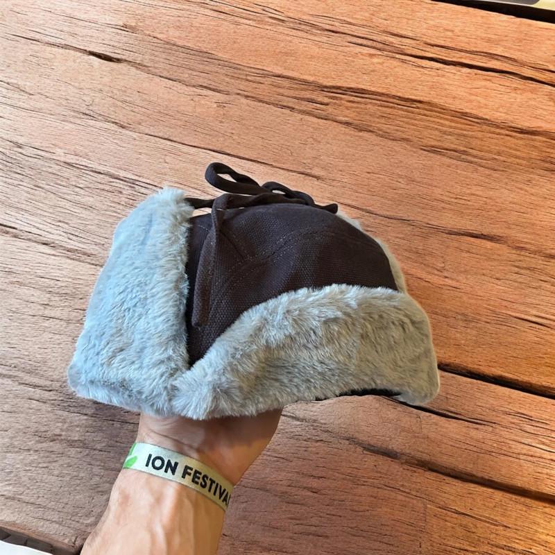 Russian ushanka trapper ear flap winter hat in grey colour way. 55-59cm
