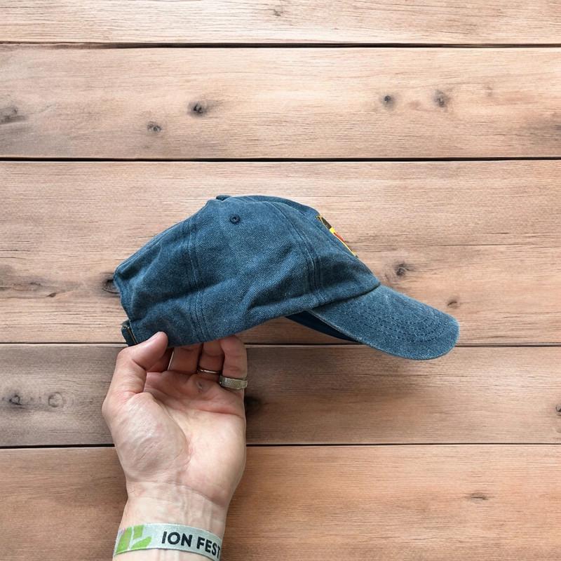 Vintage style Milf fishing cap hat in washed navy blue. One size fits all.