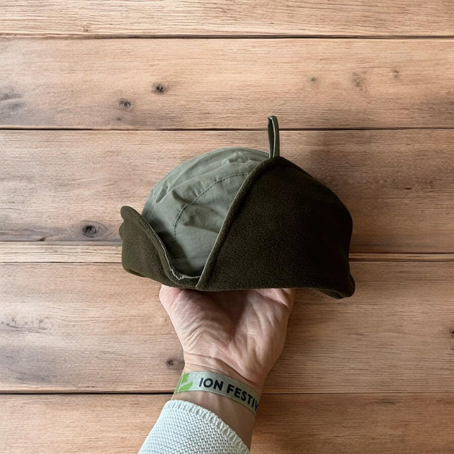 Insane Military Pilot Trapper padded hat cap in khaki green. One size.