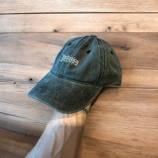 Vintage style Technics music dj cap hat in washed grey. One size.