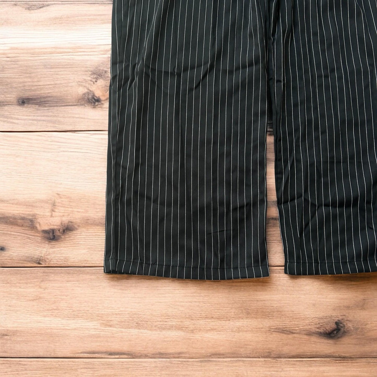 Vintage style baggy wide leg striped lightweight trousers in black/white.