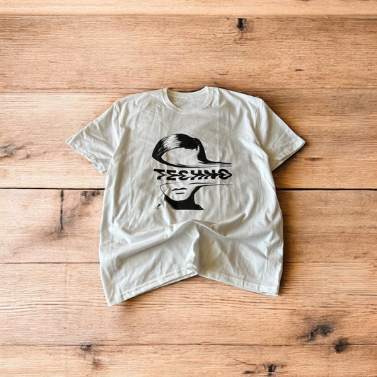 Techno Electronic Music Dj tshirt in white with front graphic print.