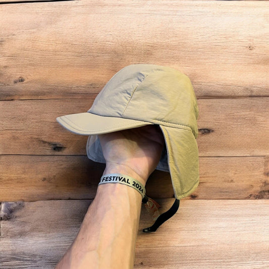 Insane Russian Trapper Korean padded hat cap in beige/cream. One size.