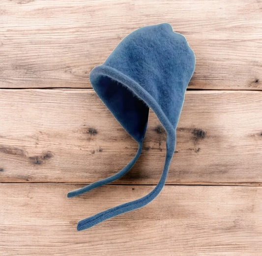 Lovely Y2k Japanese knitted beanie bonnet ear flap hat in dark blue. One Size