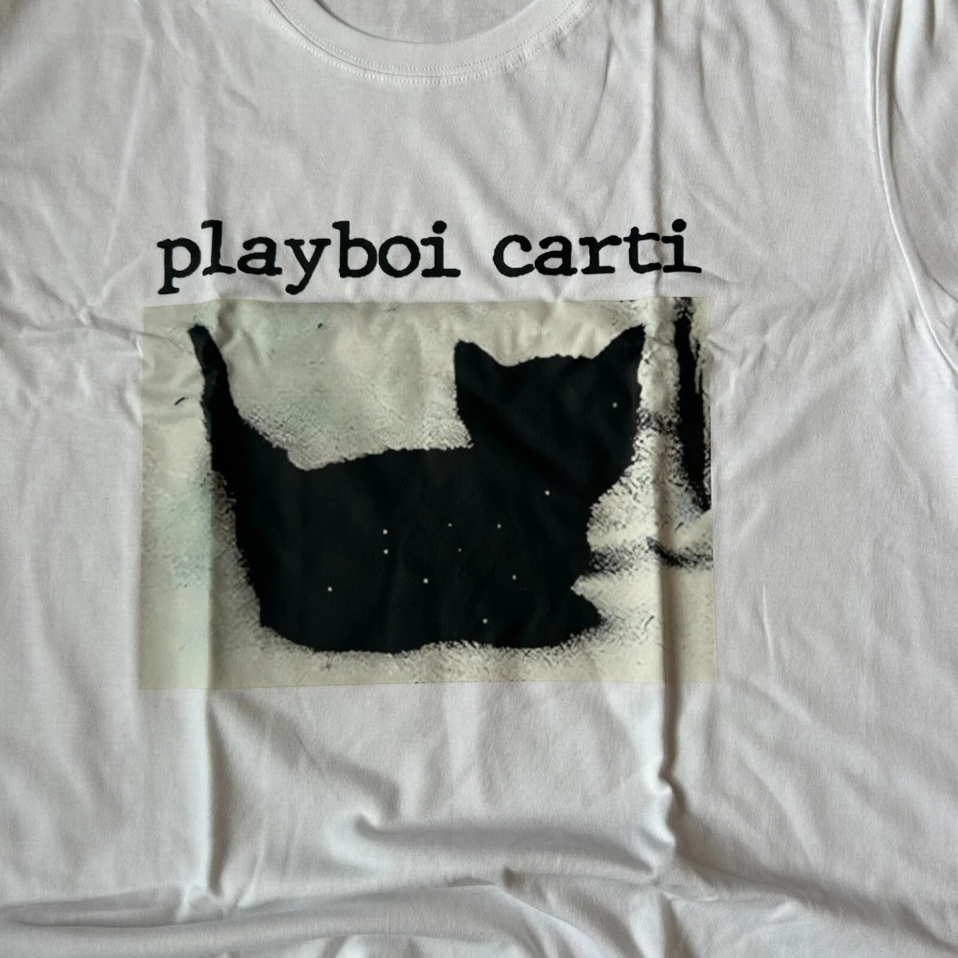 Cool Playboi Carti tshirt in white with front graphic print.