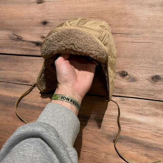 Insane Russian Trapper Korean padded fluffy hat cap in khaki/brown. One size.