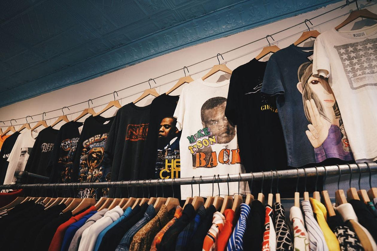 Vintage graphic T-shirts showing faded prints, different washes and relaxed streetwear fits