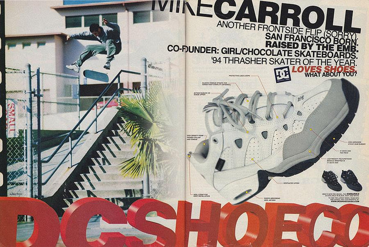 1995 Airwalk skate shoe advertisement featuring Mike Vallely skateboarding