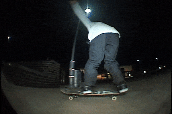 Gif video of skateboarder performing tricks.