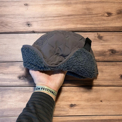 Insane Russian Trapper Korean padded fluffy hat cap in grey/blue. One size.
