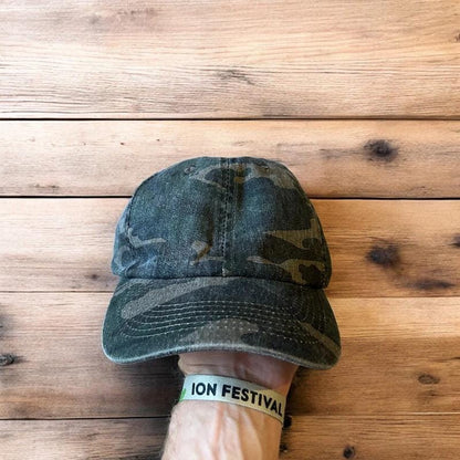 Vintage style Camo military cap hat in green khaki colourway. One size.